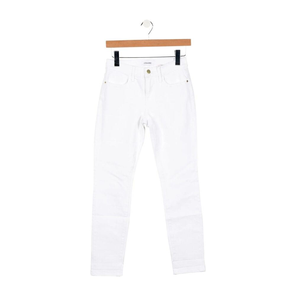 FRAME Le Skinny de Jeanne Crop Skinny Jeans Mid Rise Stretch White Sz 23-24